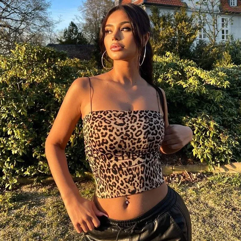 Fashion Print Sexy Crop Top Women's Camisole - Leopard Print
