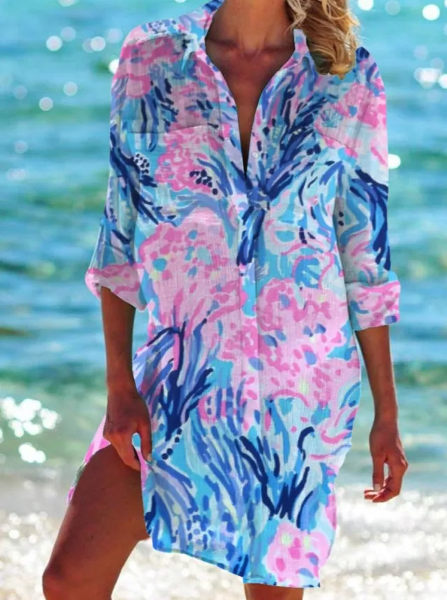 Bikini Coat Shirt Swimsuit Cardigan Women's Clothes Print Holiday Beach Shirt Style3 - Shop at LoveMi