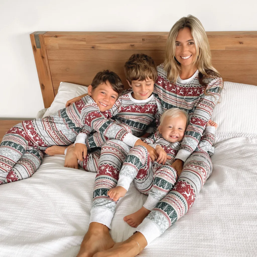 Christmas Fashion Home Wear Family Set - Gray