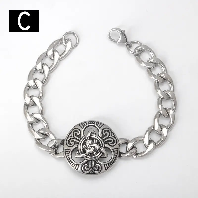 Stainless Steel Street Cool Hip Hop Punk Cool Irish Truelove Knot Titanium Steel Men Cuba Hand Accessory Bracelet
