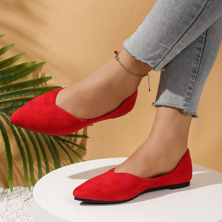 Suede flat shoes side profile view