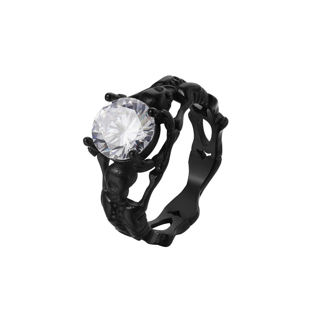 Personality Retro Skull Gem Men's Titanium Steel Ring