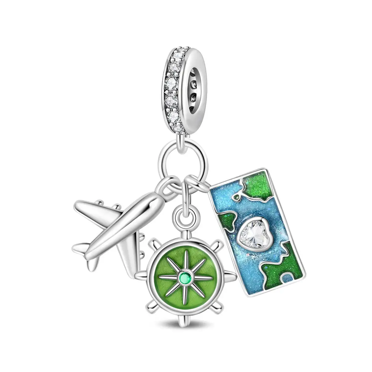 Airplane Suitcase World Travel DIY Bead Pendant Jewelry Accessory