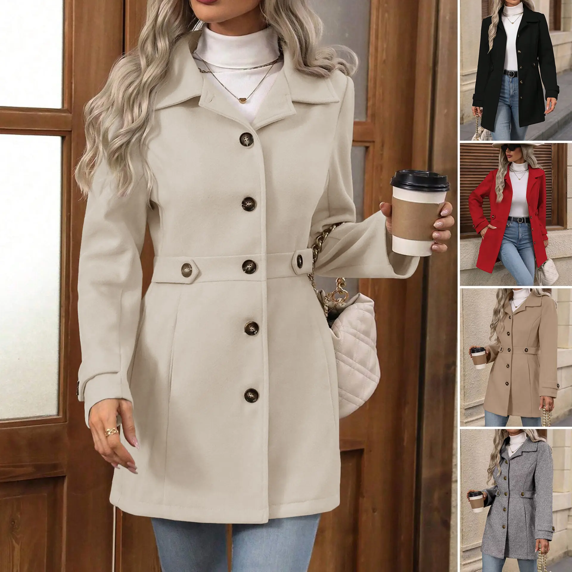Figure-flattering Mid-length Wool Coat