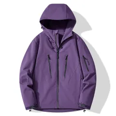 Color-blocked Hard-shell Outdoor Windbreaker Jacket - Fjxh767 Phantom Purple - View 1