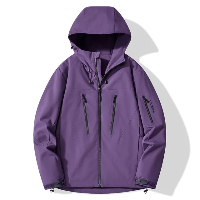 Color blocked Hard shell Outdoor Windbreaker Jacket Fjxh767 Phantom Purple - Shop at LoveMi
