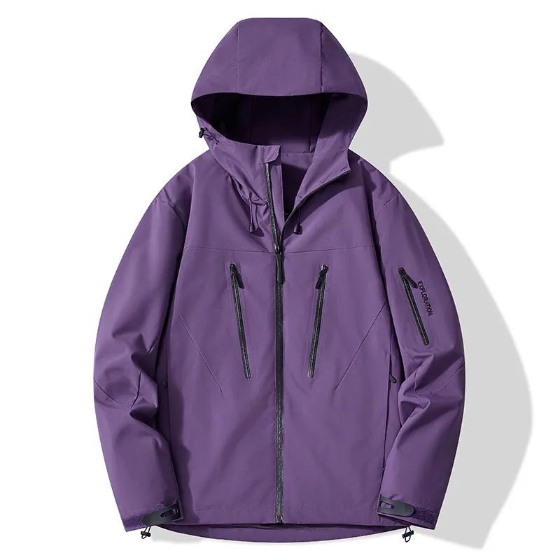 Color-blocked Hard-shell Outdoor Windbreaker Jacket - Fjxh767 Phantom Purple