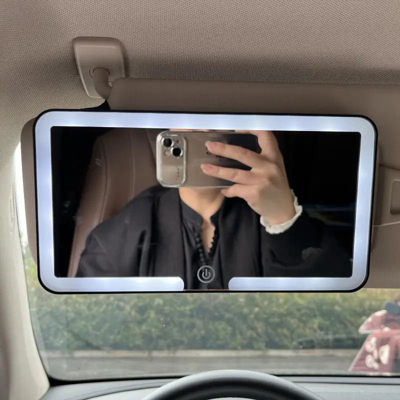Car Makeup Mirror Sun Visor Co-pilot LED Three-color Adjustable Makeup Mirror