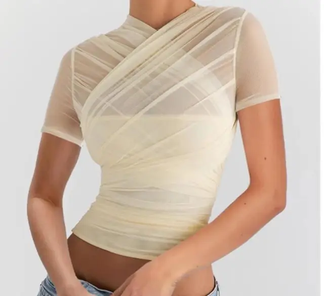 Mesh Stitching Padded Strap Vest For Women White - Shop at LoveMi