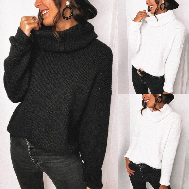 Title 2, European And American Solid Color Turtleneck Lo...