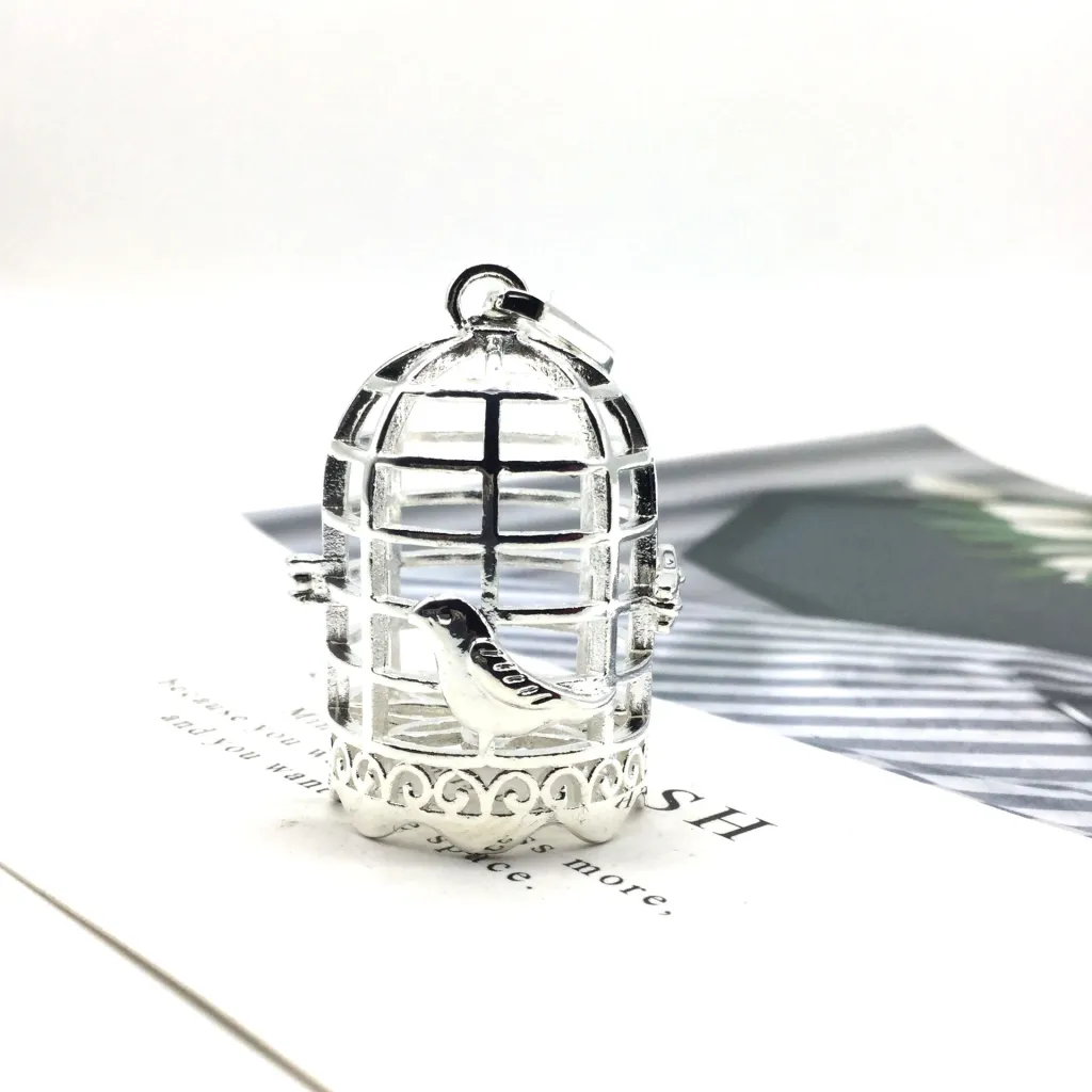 Waist Retro-style Accessories Can Be Installed Lamp Beads Bird Cage Pendant - Silver