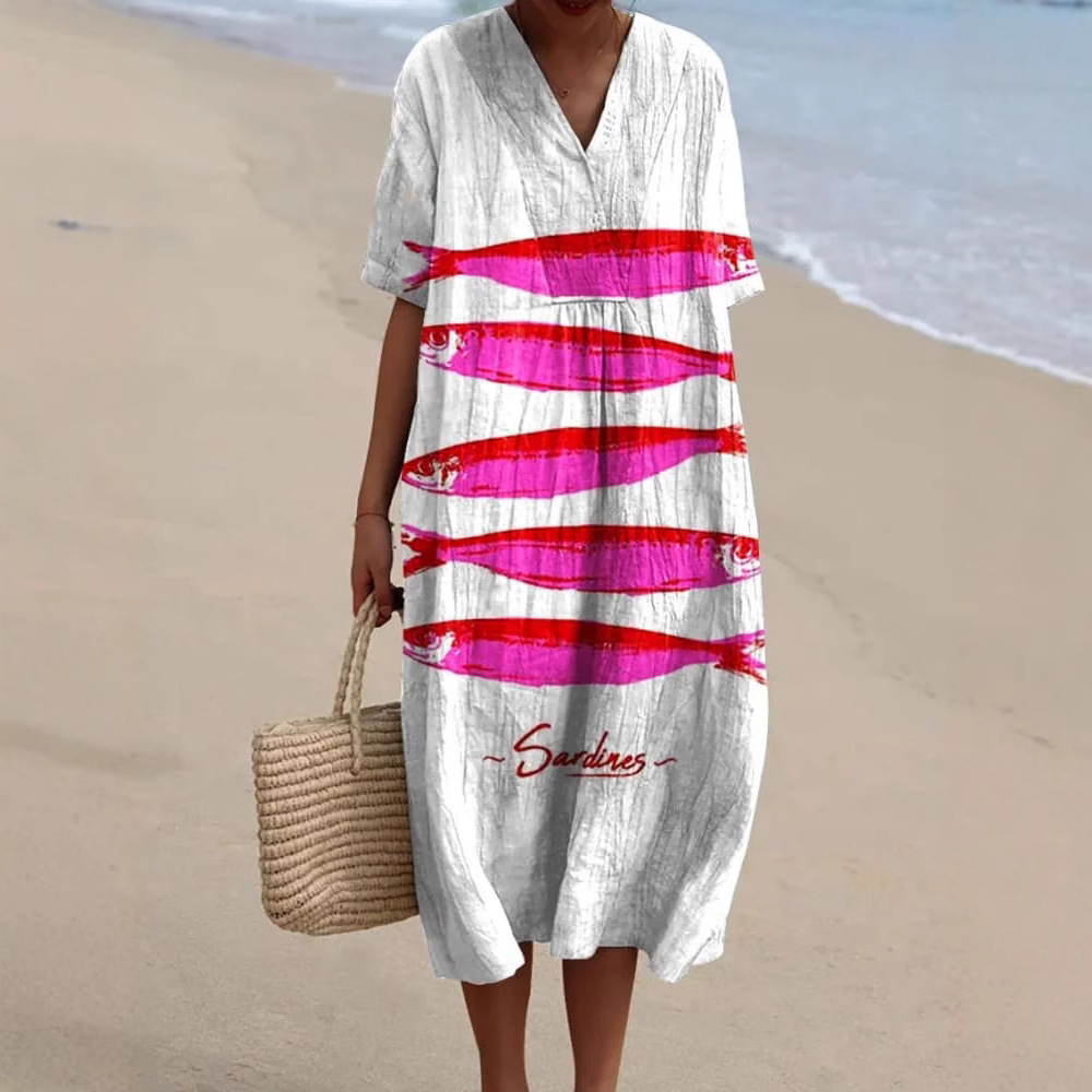 Womens Casual Dress With 3D-Printed Sleeves