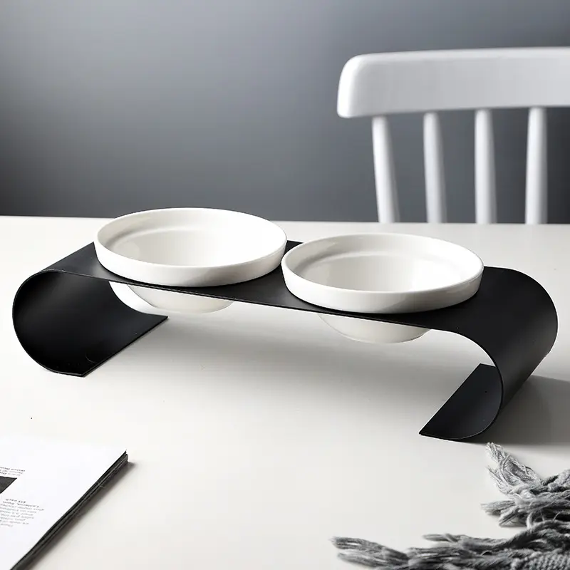 Double Bowl Dog Iron Frame Protect Spine