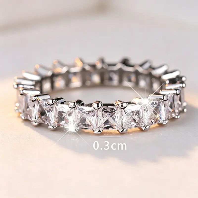 Silver Ring With A Full Row