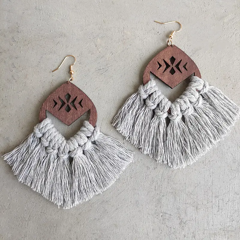 Summer Tassel Earrings Morandi Geometric Hollow
