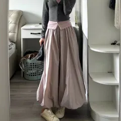 High Elastic Waist Casual Loose Temperament A- Line Skirt - Violet - View 1