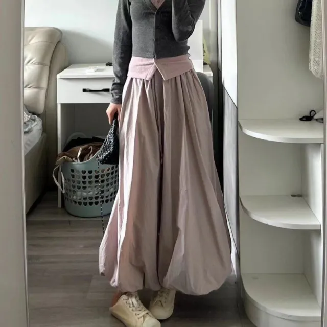 High Elastic Waist Casual Loose Temperament A Line Skirt Violet - Shop at LoveMi