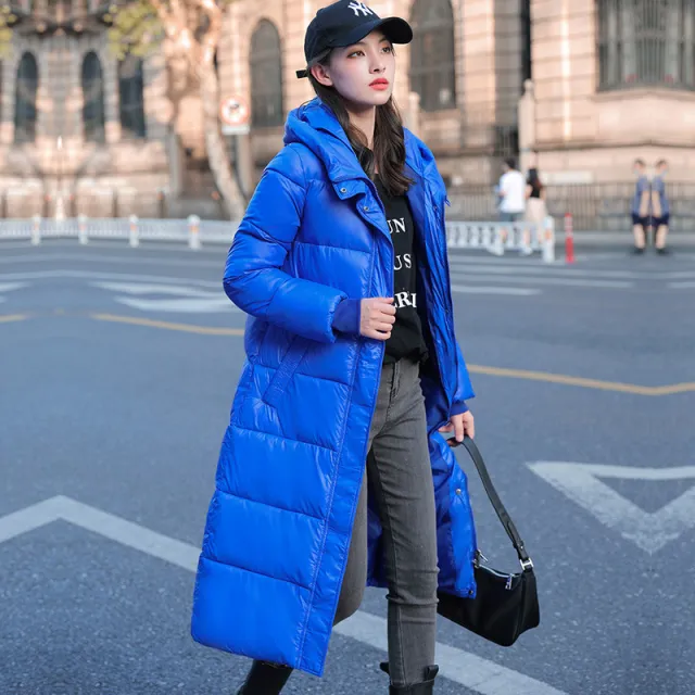 Women's Medium Length Slim Down Jacket Blue - Shop at LoveMi
