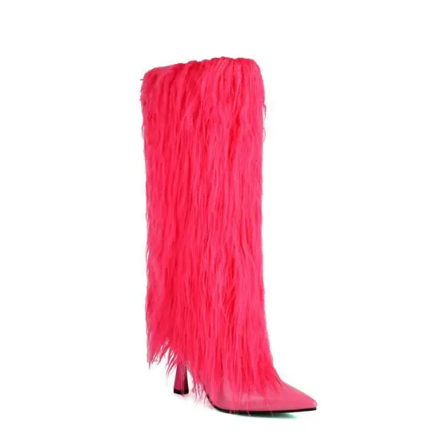 Women's Boots With Tassels, Stiletto Heels And Pointed Toes Fashionable, Minimalist Long Boots Pink - Shop at LoveMi