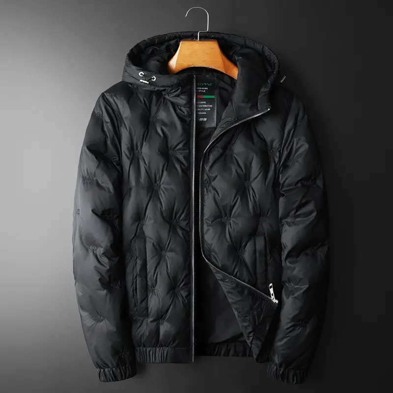 Embroidered Down Men's Plus Size Hooded Casual