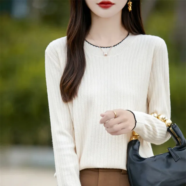 Women's Round Neck Andy Fleece Pullover All Match Sweater White - Shop at LoveMi