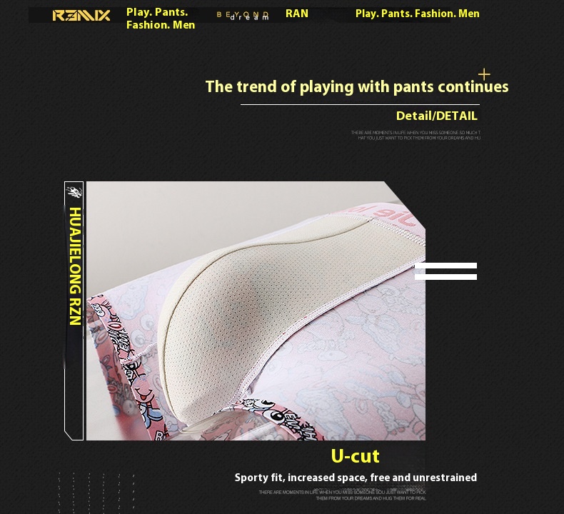 Printed Boxer Men's Mid-waist Trendy Underwear