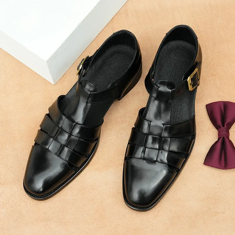 Genuine Leather Retro Fashion Business Summer Breathable