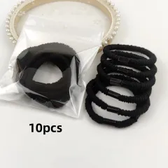 Simple High Elastic Hair Band For Women Hair Tieshair Bands Smaller Leather Sheath Hair Accessories - Black10Pcs - View 1