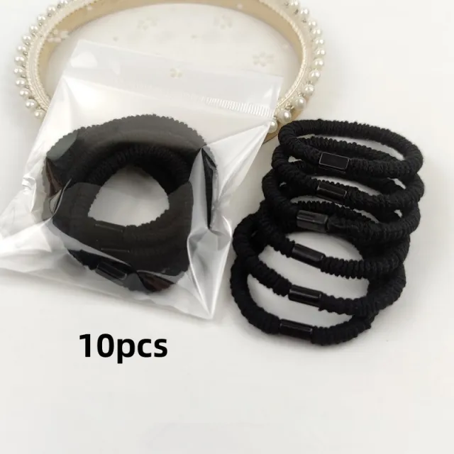 Simple High Elastic Hair Band For Women Hair Tieshair Bands Smaller Leather Sheath Hair Accessories Black10Pcs - Shop at LoveMi
