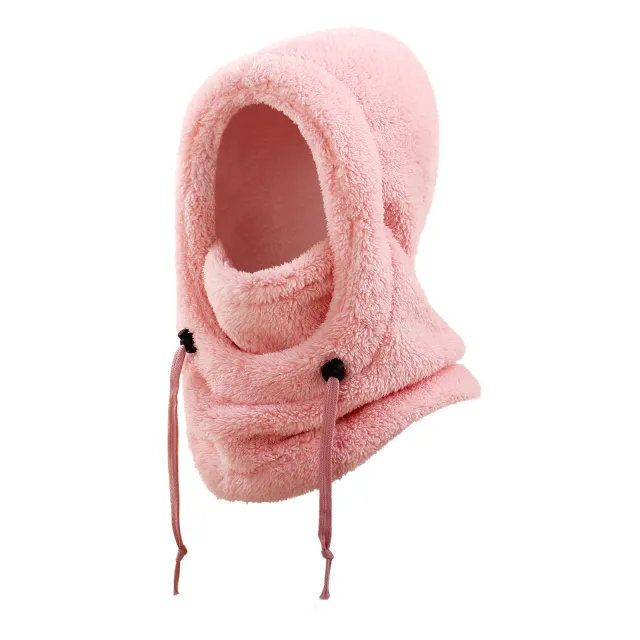 Warm Ear Protection Scarf Integrated Hat For Winter Thickened Pink - Shop at LoveMi