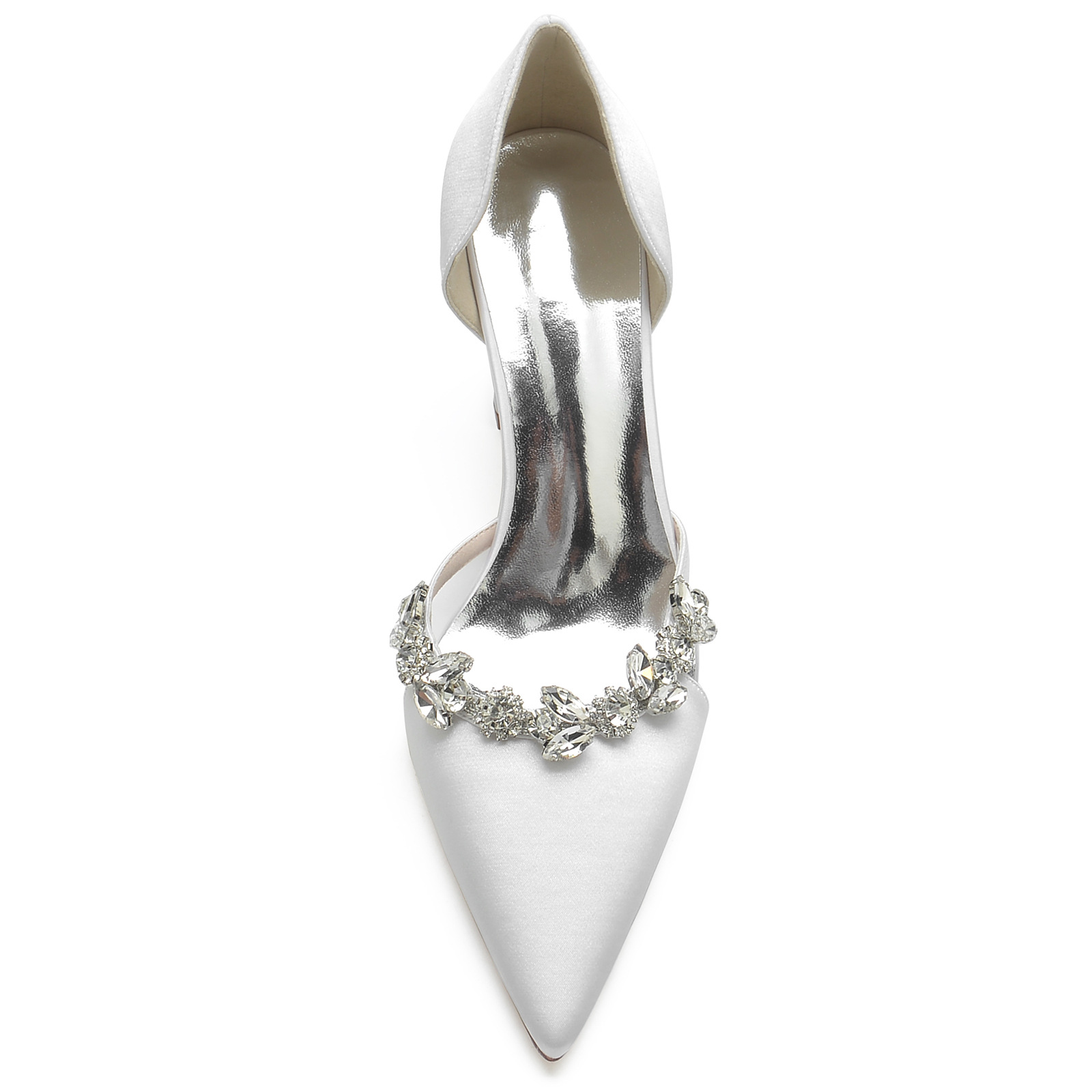 Title 16, Satijnen pumps met spitse neus, blokhak, strass...