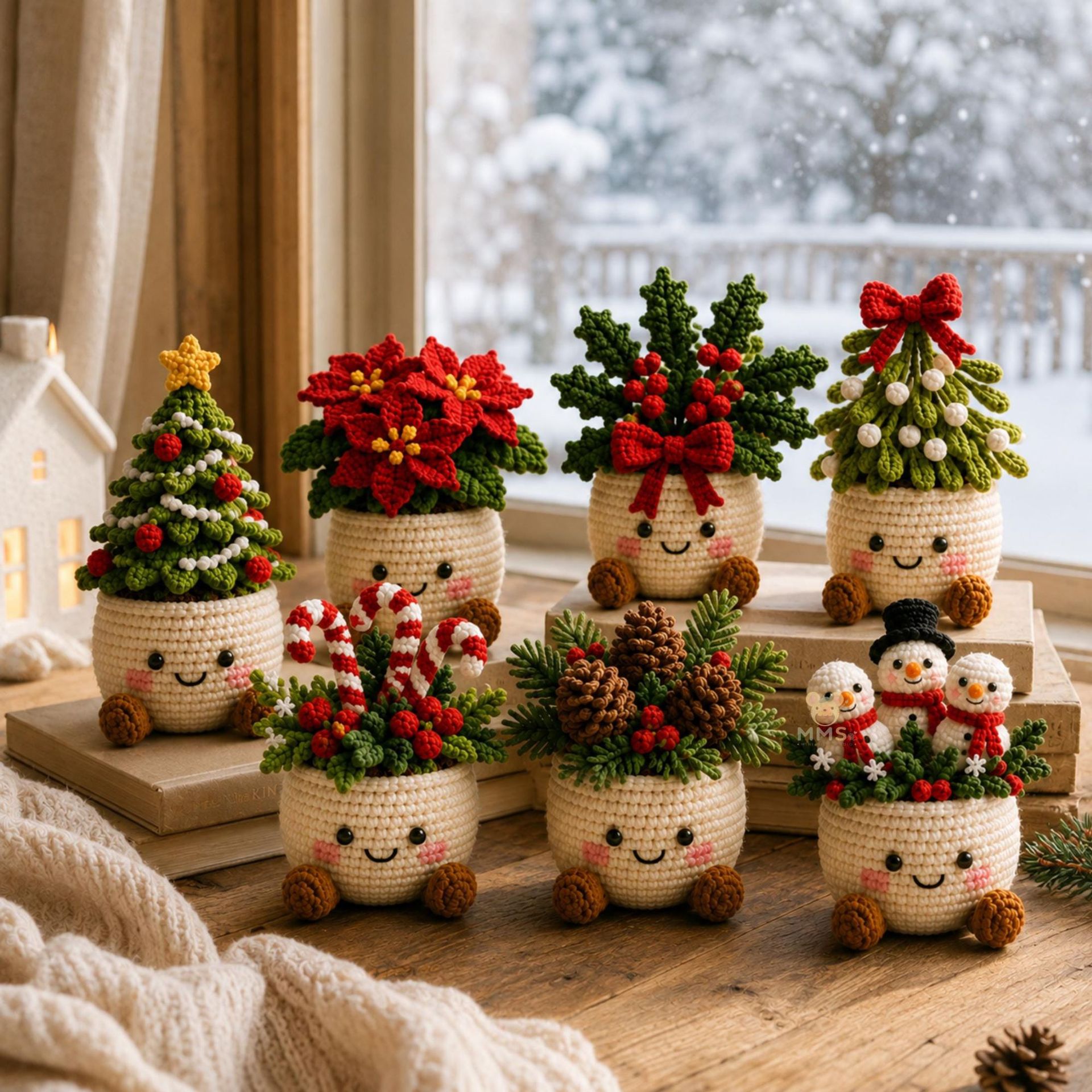 Christmas-themed Potted Plant Ornament Decoration