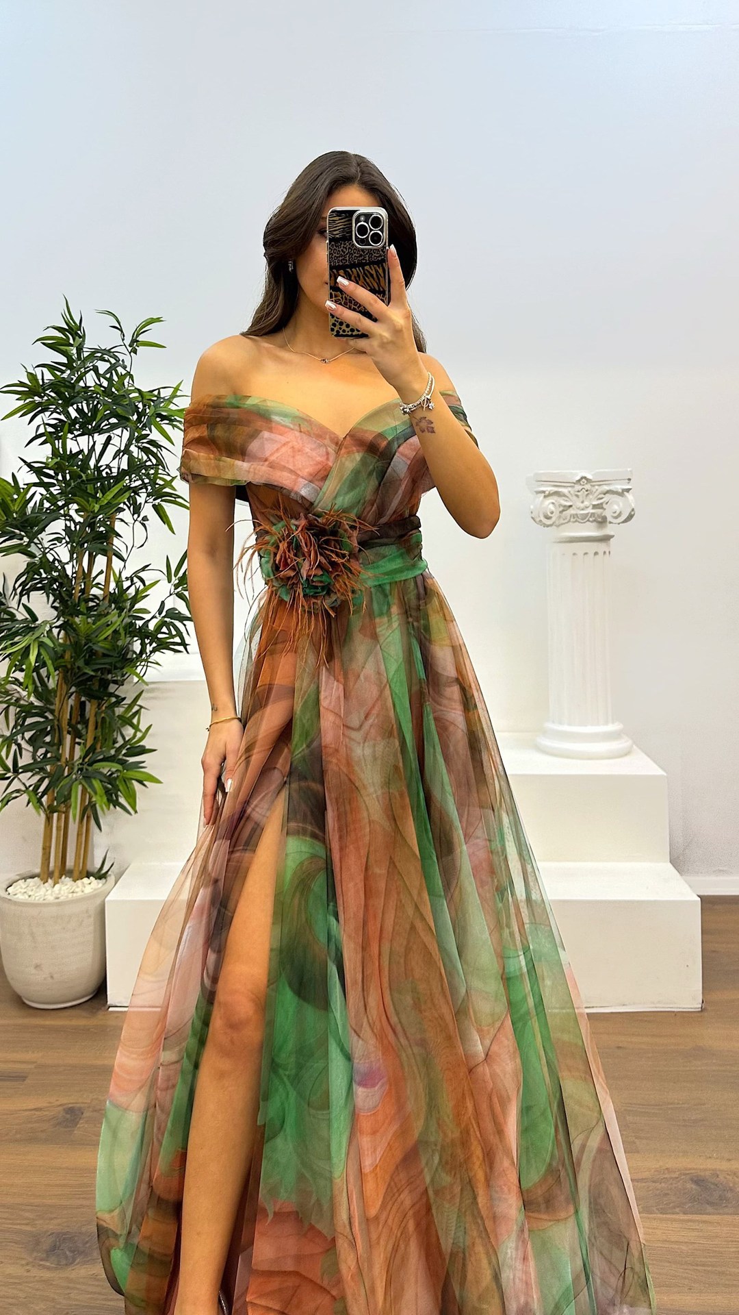 Voile Printed Party Dress INS Casual Fashion Camel Camel Fur - Shop at LoveMi