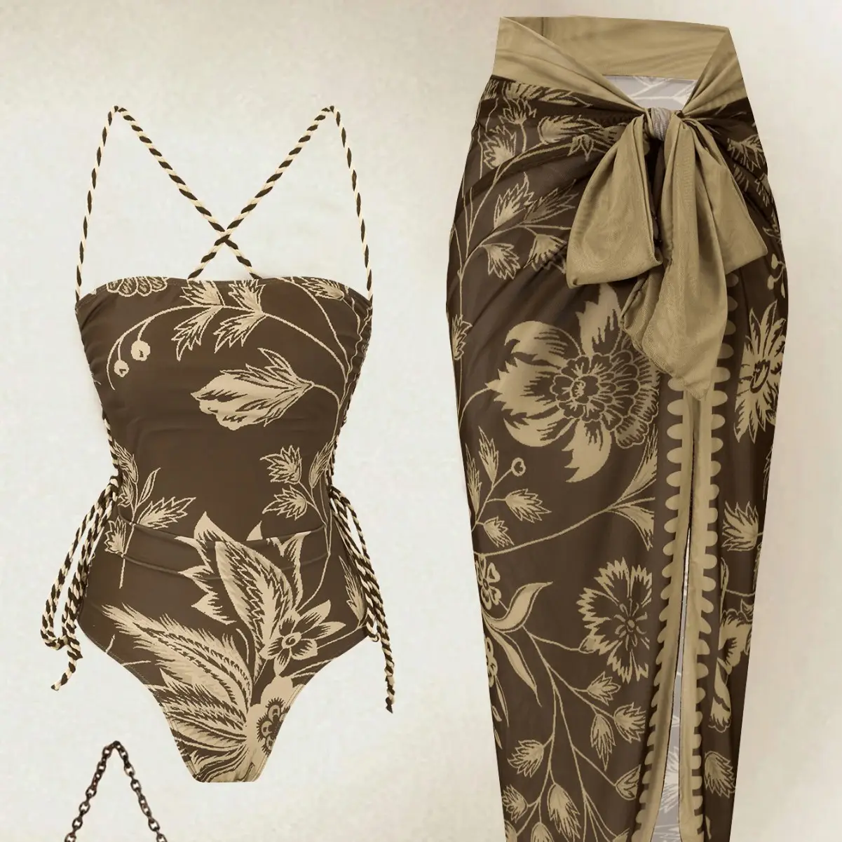 One-piece Swimsuit And Beach Dress Womens Set