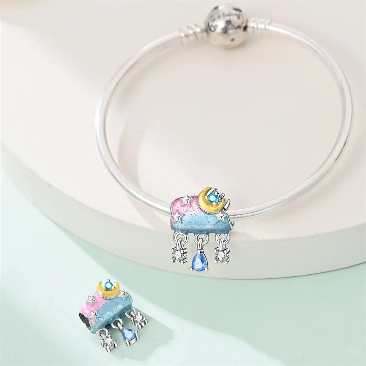 Sunny-Rainy Weather Sun-Moon-Stars Bracelet Beaded Pendant