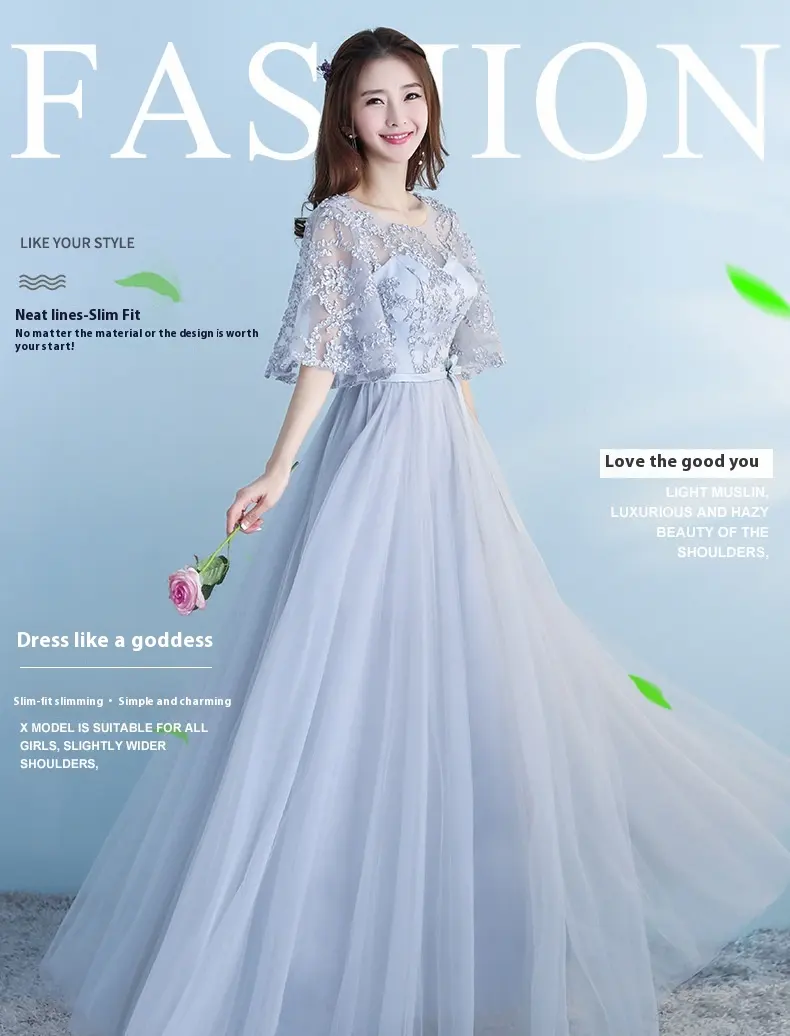 Long Bridesmaid Blue Wedding Dress Girlfriends Party