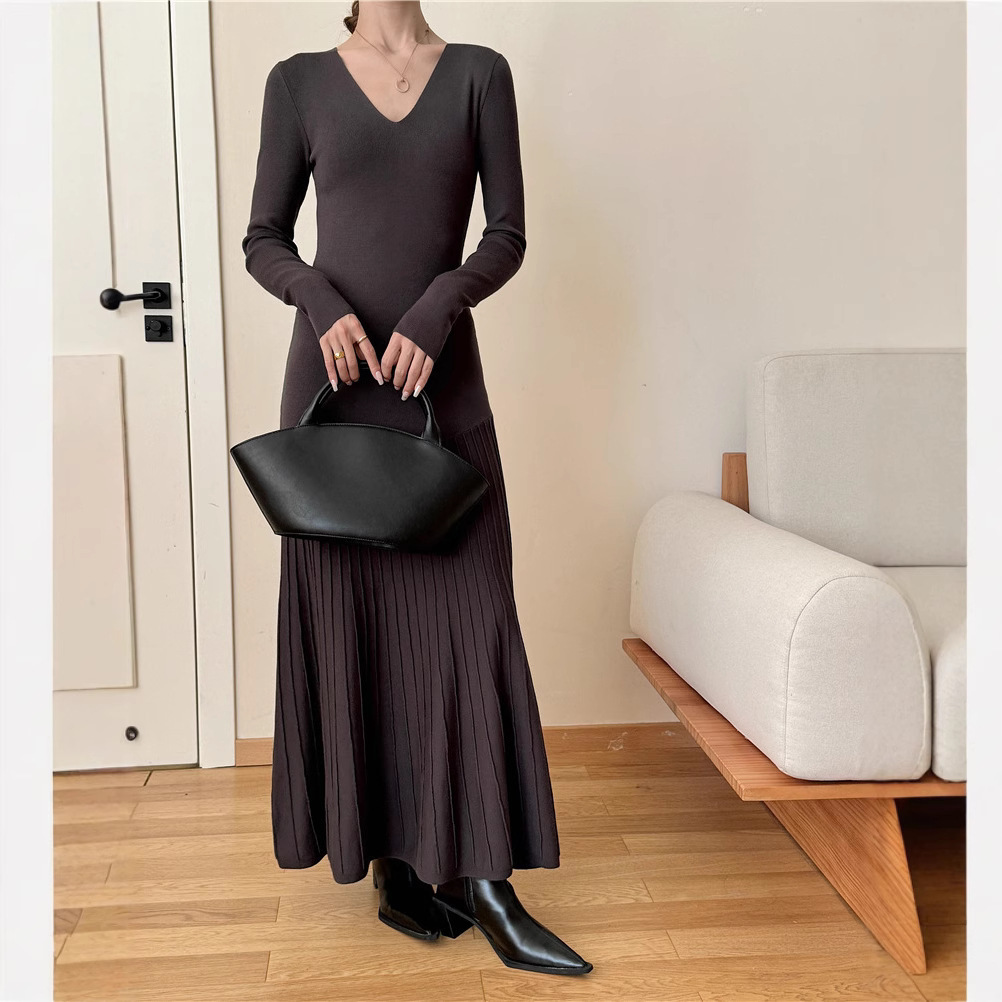 Elegant Slim Fit Temperament Sheath Fishtail Sweater Long Dress