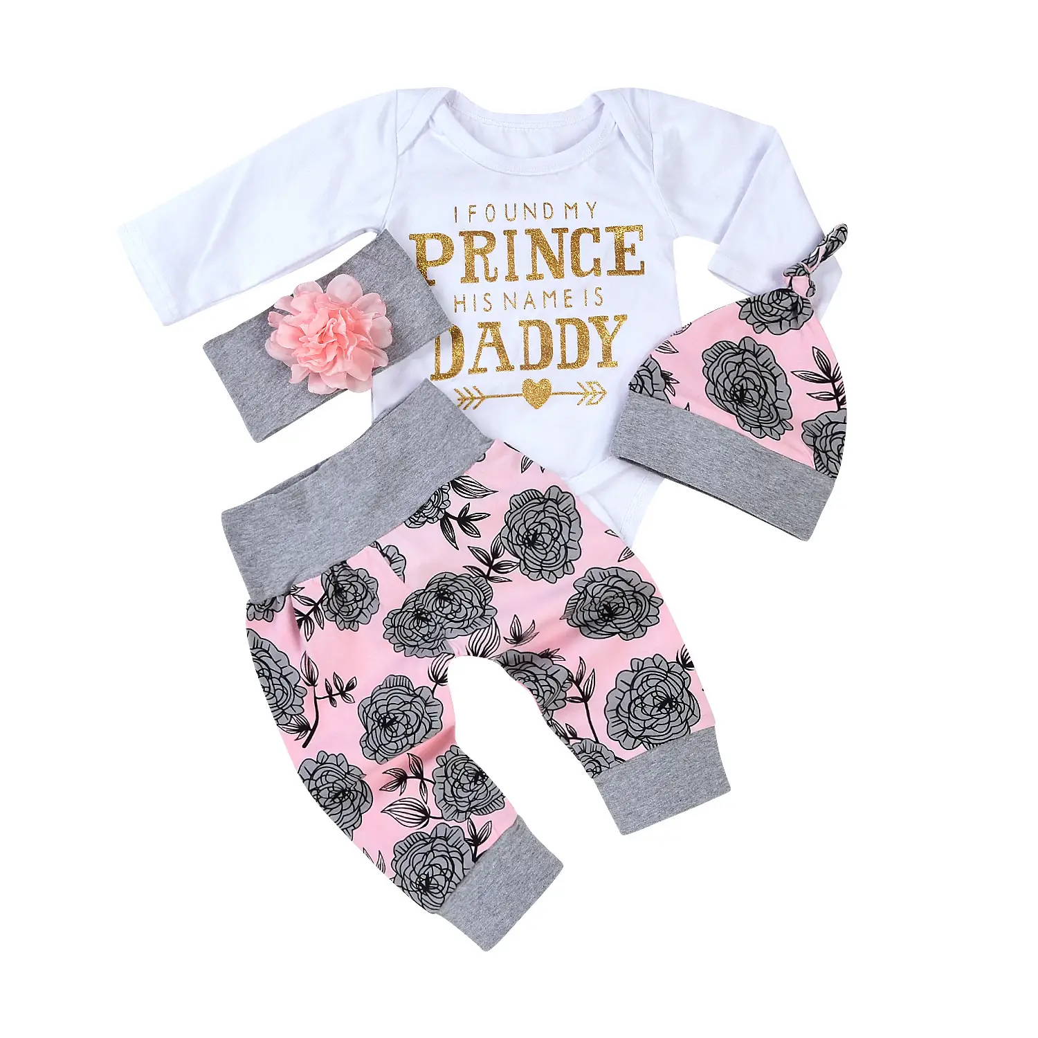 Baby Letter Romper AliExpress Ins European And American Girls Onesie Romper 4 PCs Set