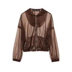 Spring New Women's Casual Loose Design Long-sleeved Jacket Coat - Brown - View 1