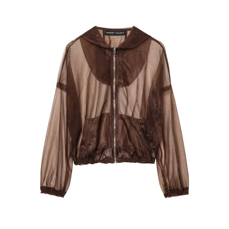 Spring New Women's Casual Loose Design Long-sleeved Jacket Coat - Brown