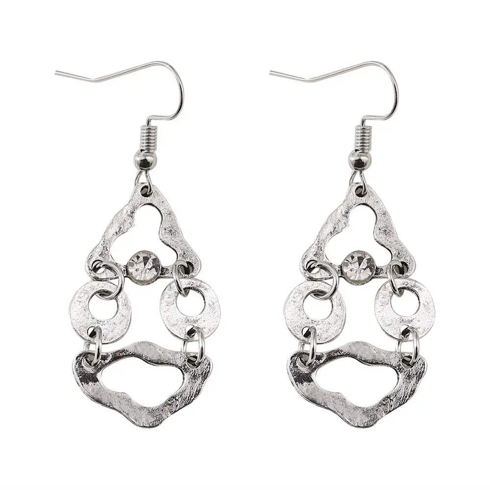 Artistic Retro Geometric Stitching Irregular Hollow-out Earrings