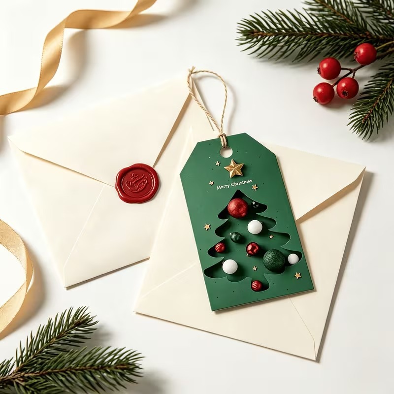 36 PCs Green Christmas Tree Gift Tag (36 Pieces Set)