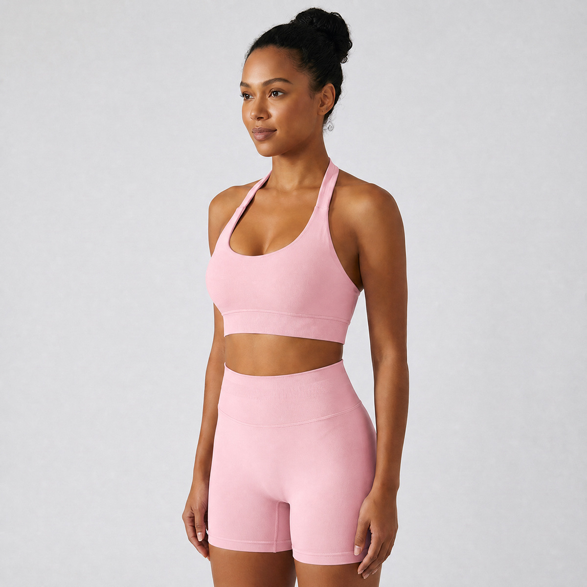 Halter-style Sports Bra And Shorts Set For Women