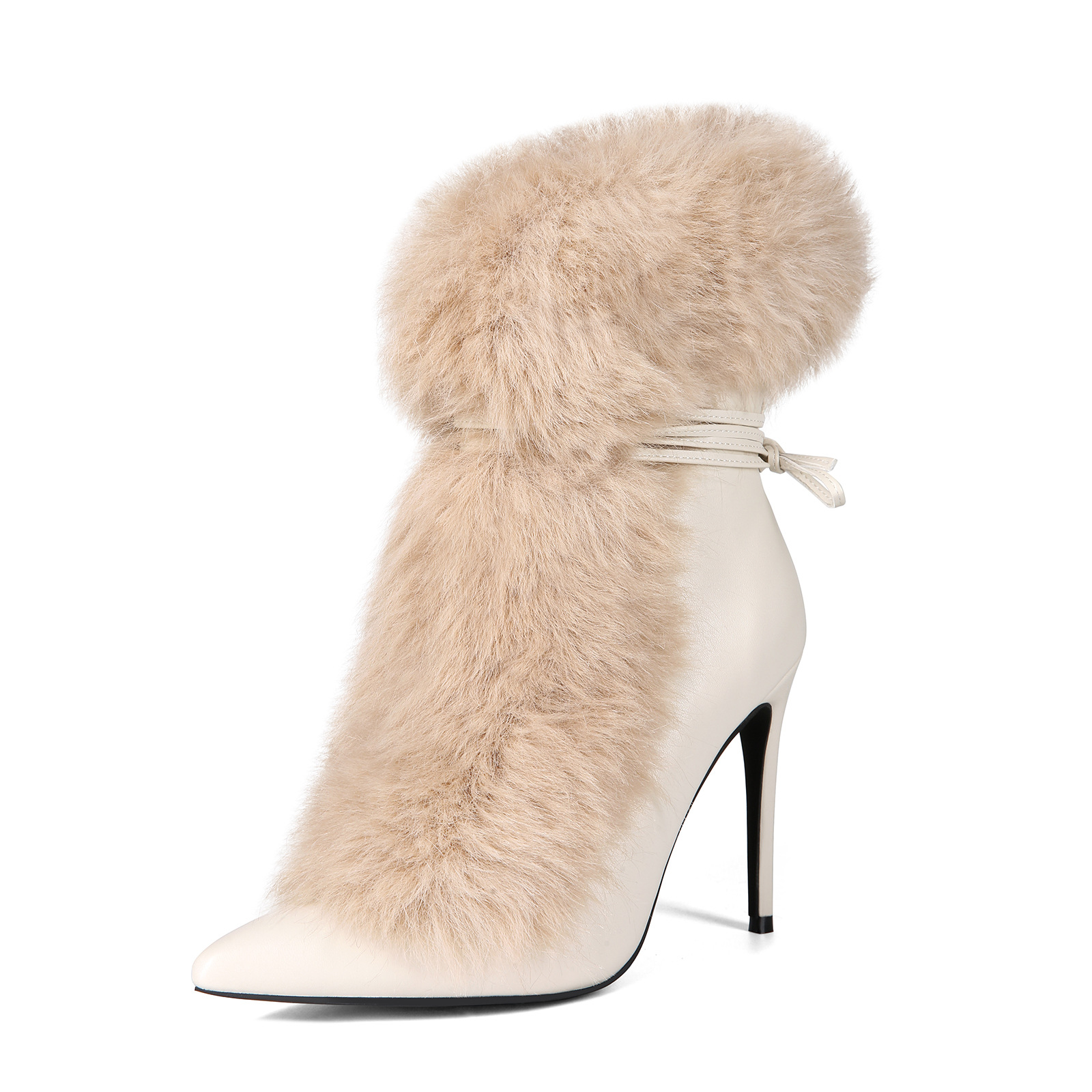 Sexy Party Fashion Furry Pointed-toe Stiletto Womens Ankle Boots