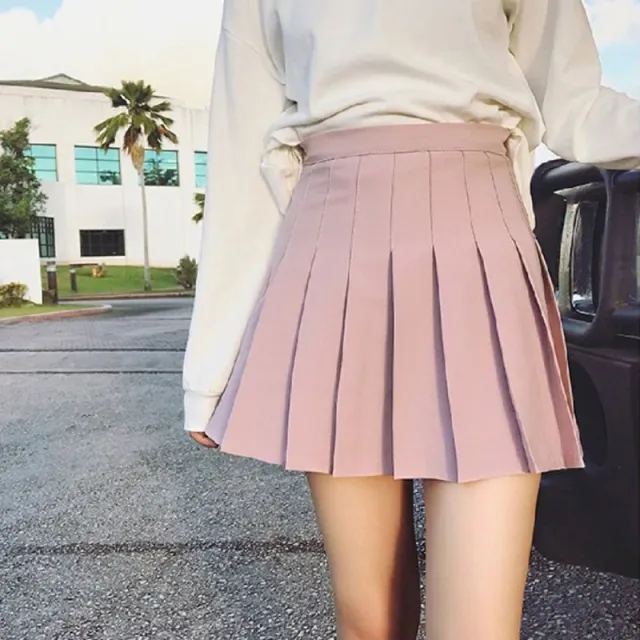 Shirt Half length Pleated Skirt Pink - Shop at LoveMi