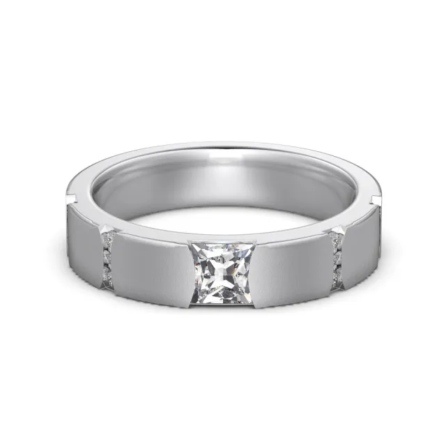 S925 Sterling Silver Brushed Couple Ring Inlaid Square Zircon Dy121209Swwh - Shop at LoveMi