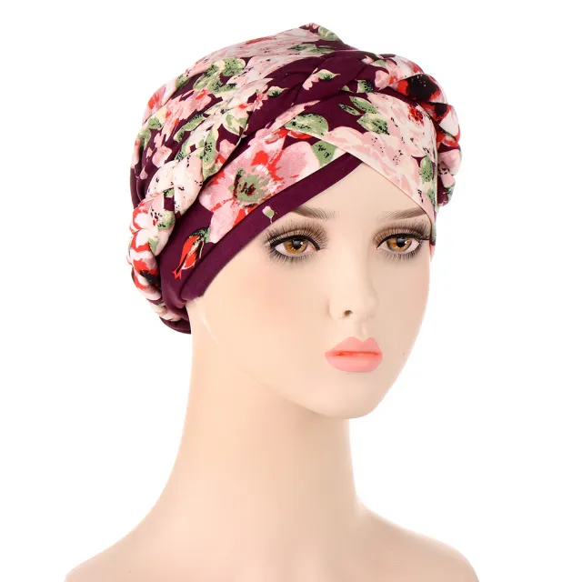 Tie dyed Short Braid Can Hide Hair Turban Hat Dark Purple - Shop at LoveMi