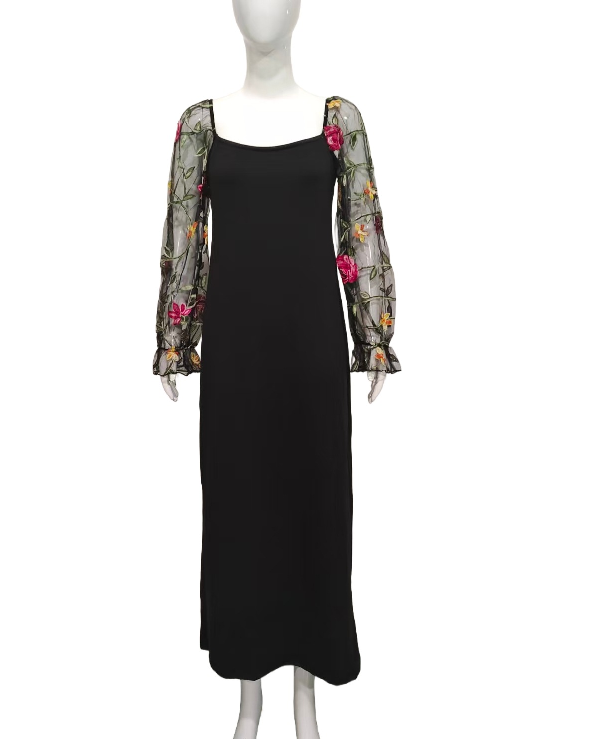 Women's Floral Embroidered Elegant Fitted Dress With Heart Neckline Red - Shop at LoveMi