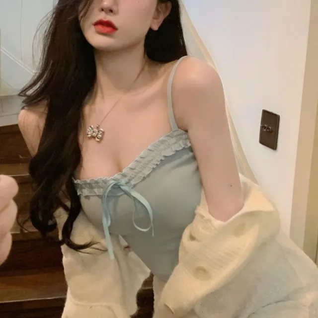 Pure Girl Bottoming Small Slip Top Outer Vest Green - Shop at LoveMi