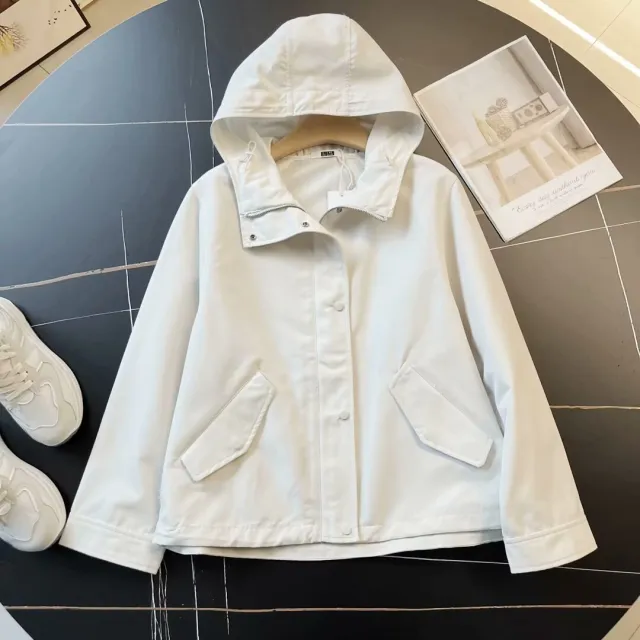 Fashion Personality Female Casual Hooded Jacket White - Shop at LoveMi